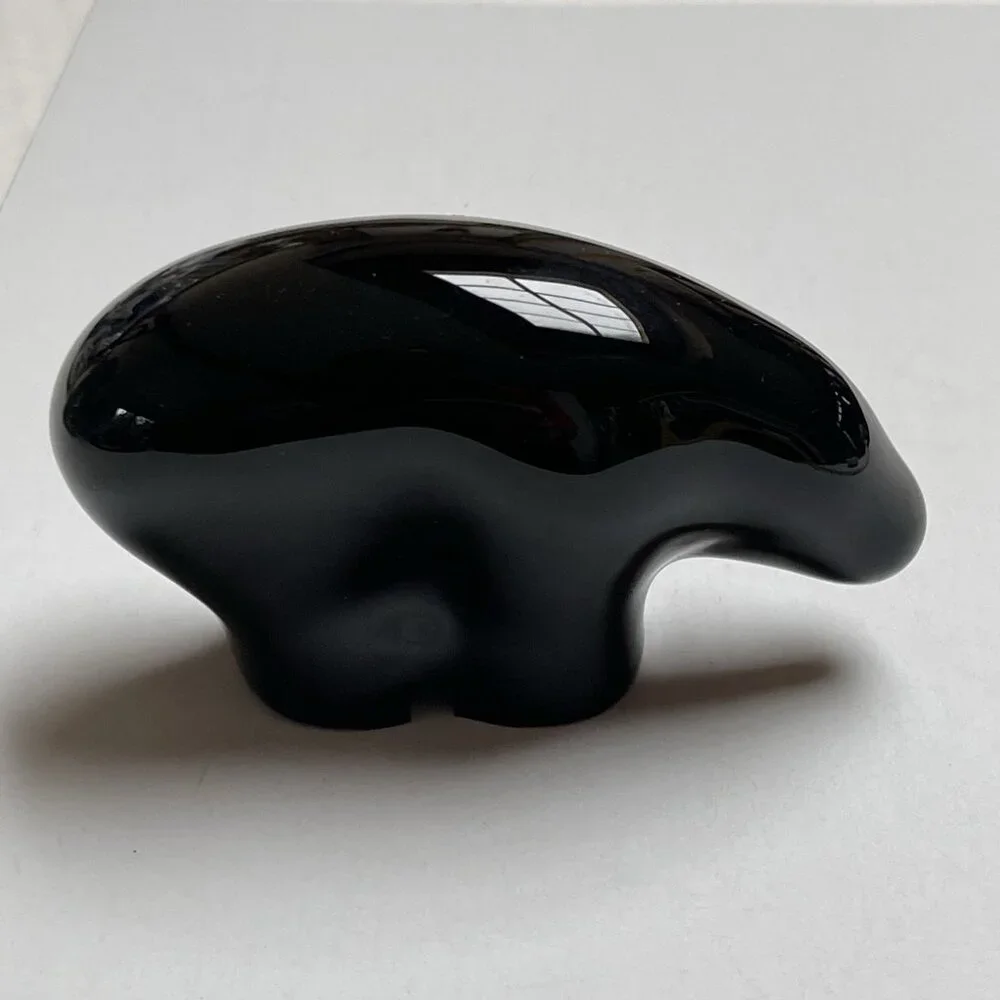 Vintage Carved Black Polar Bear Sculpture Figurine Home Decor Gift Goth